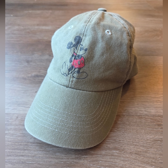 Disney Accessories - Disney Parks Hat Mickey Mouse Olive Green Adult Womens Baseball Cap Hat.l